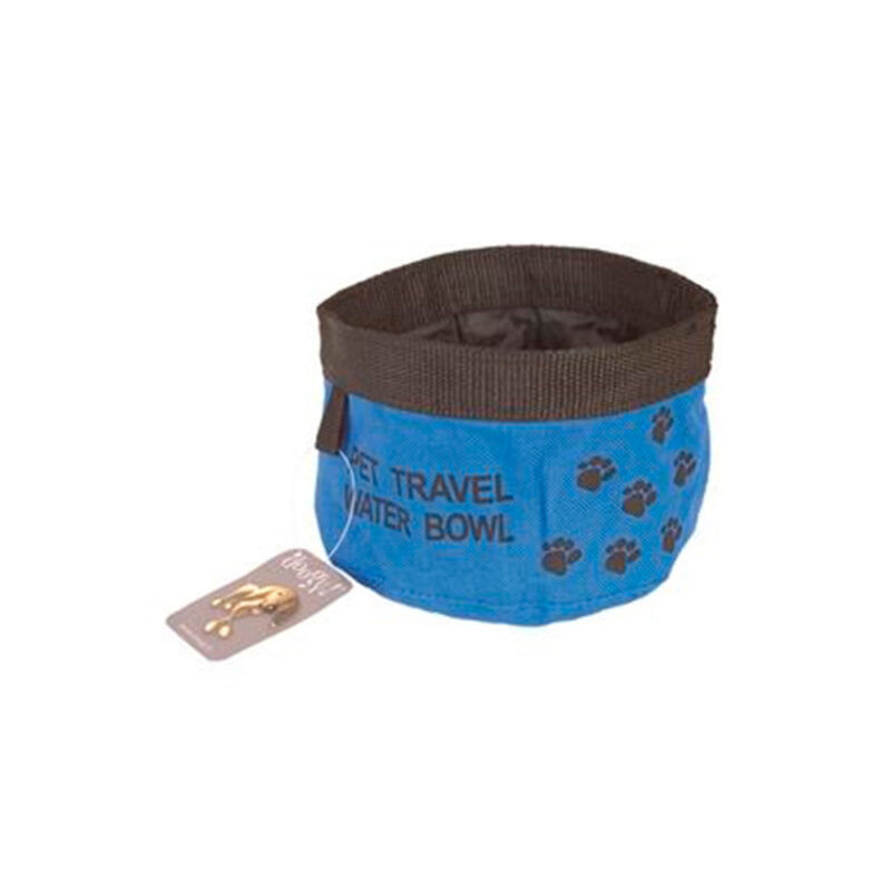 Comedero azul y negro flexible para perro