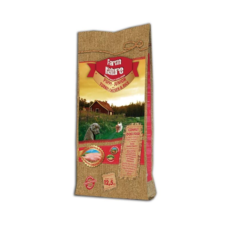Farm nature Pavo y Pollo con Arroz Júnior 12.5 Kg pienso para perro cachorro