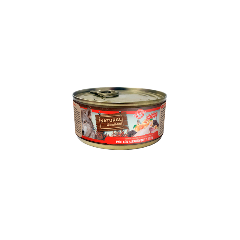 Lata natural woodland Pato con albaricoque y trufa para perro 170