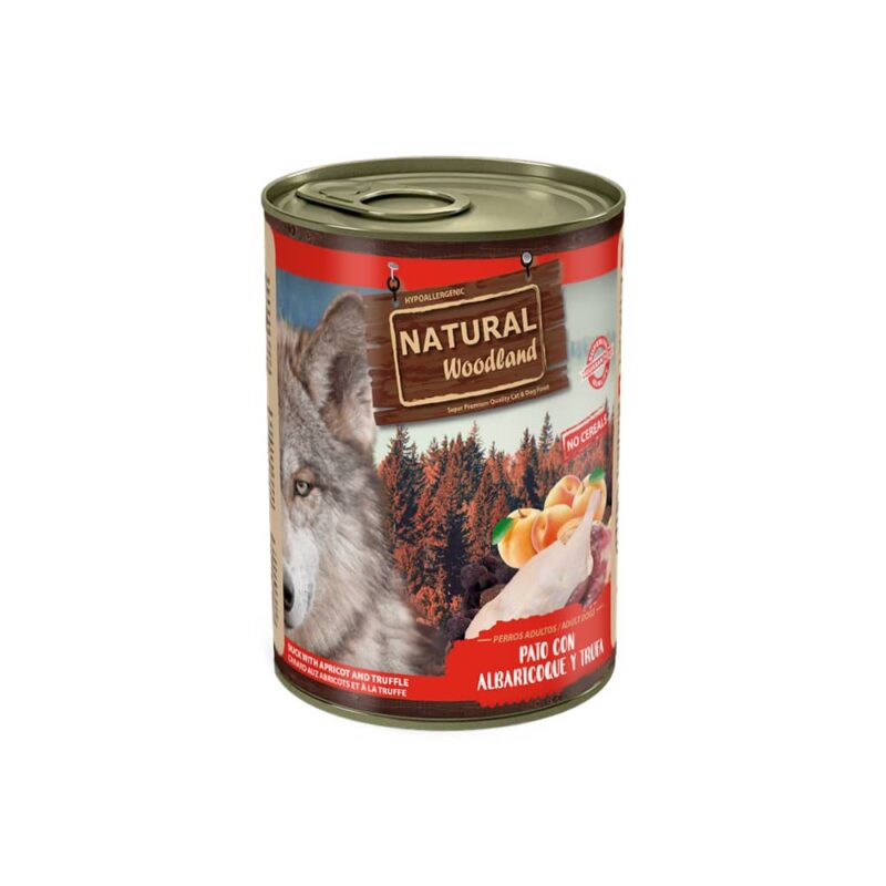 Natural woodland Pato con albaricoque y trufa para perro 400 gr
