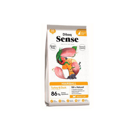 dibaq sense gato grain free hairball pato y pavo