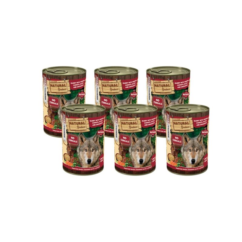 Natural greatness Conejo con Venado, Zanahorias, Aceitunas y Amaranto 400 gr perro