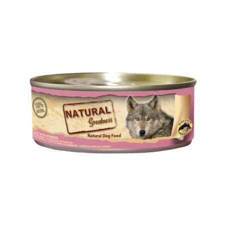 Lata natural greatness Filete de Atún y Gambas 156 gr perro