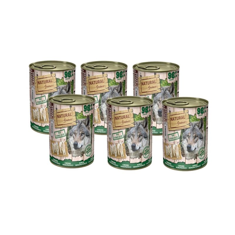 Lata natural greatness Receta Monoproteica de Cordero 400 gr para perro