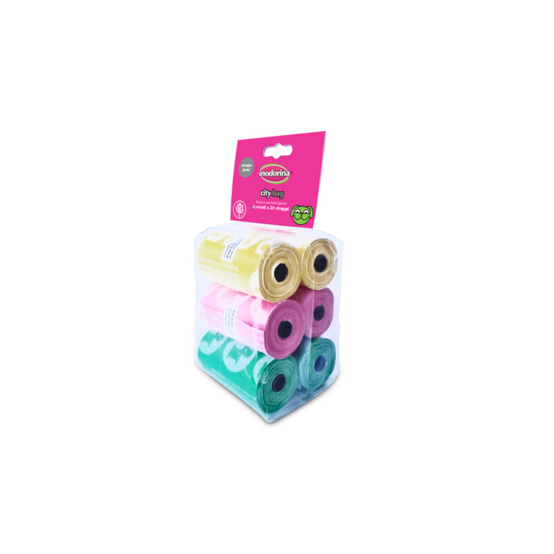 BOLSAS DE HECES INODORINA CITY BAG COLORES 6x20uds