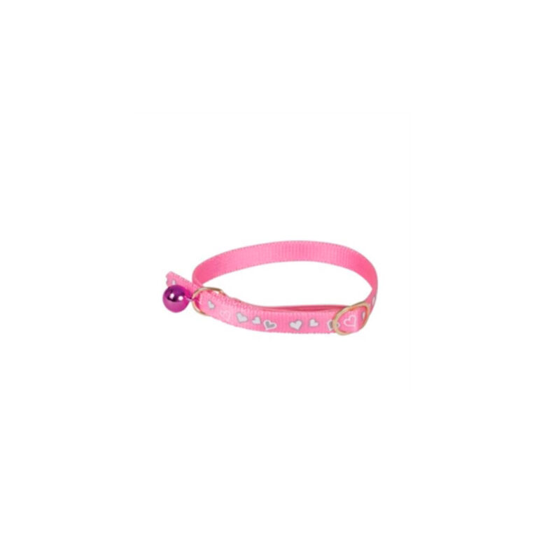 COLLAR DOOGY GATO REFLECTANTE ROSA CON CORAZONES 30cm x 10mm