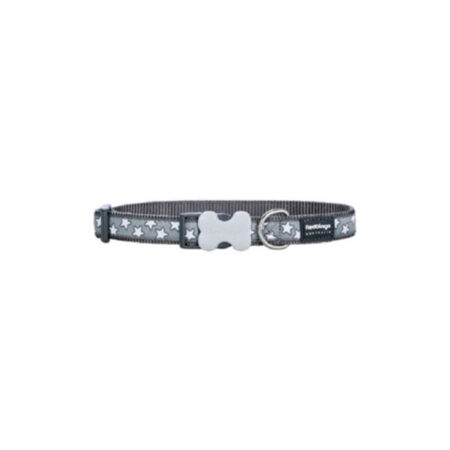 COLLAR RED DINGO FANTASIA GRIS CON ESTRELLAS BLANCAS