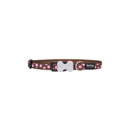 COLLAR RED DINGO FANTASIA MARRON CON PUNTOS ROSAS