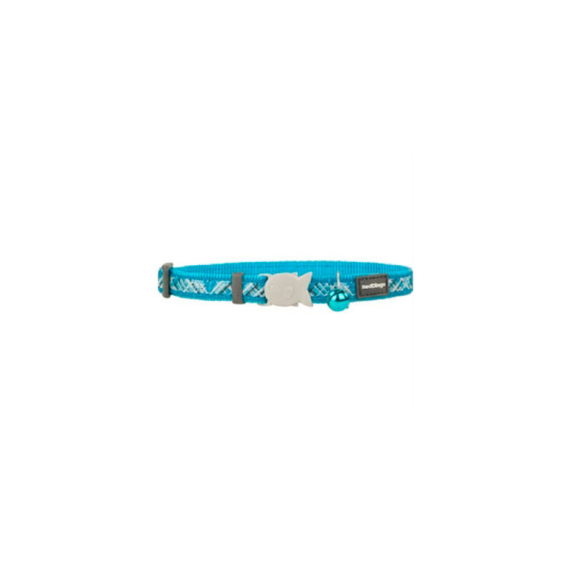 COLLAR RED DINGO GATO FANTASIA FLANNO TURQUESA 20-32cm x 12mm