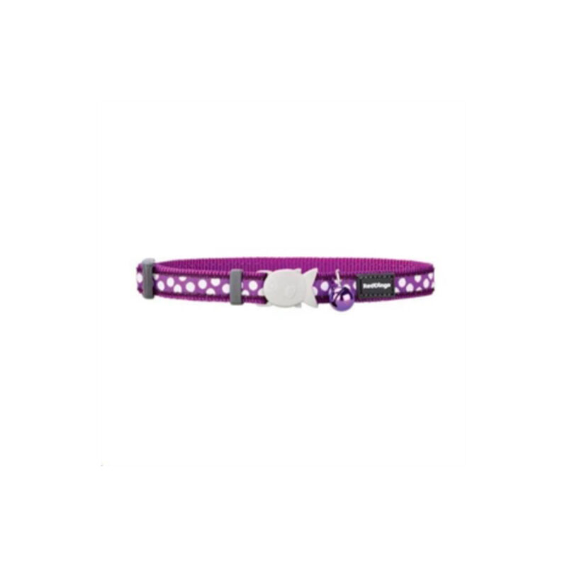 COLLAR RED DINGO GATO FANTASIA MORADO CON PUNTOS BLANCOS 20-32cm x 12mm