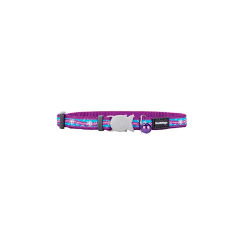 COLLAR RED DINGO GATO FANTASIA MORADO CON UNICORNIOS 20-32cm x 12mm