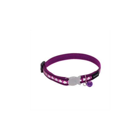 COLLAR RED DINGO GATO REFLECTANTE MORADO CON PECES 20-32cm x 12mm