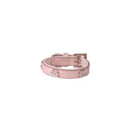 COLLAR SIMIL CUERO PATAS ROSA 20mm 24-31cm
