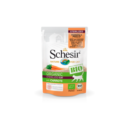 Schesir Bio sobres gato Esterilizado buey y pollo con zanahoria 85gr