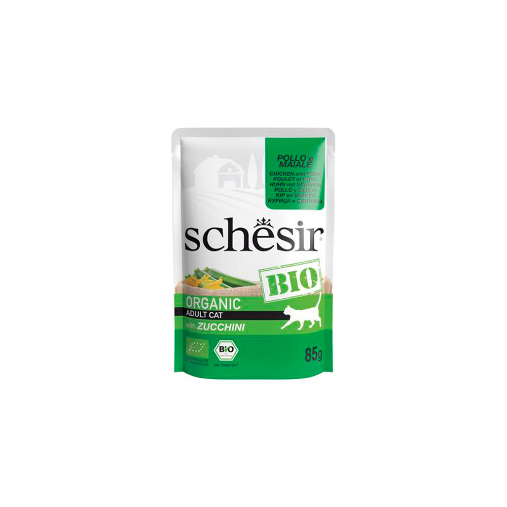 Schesir Bio sobres pollo y cerdo con calabazin 85gr