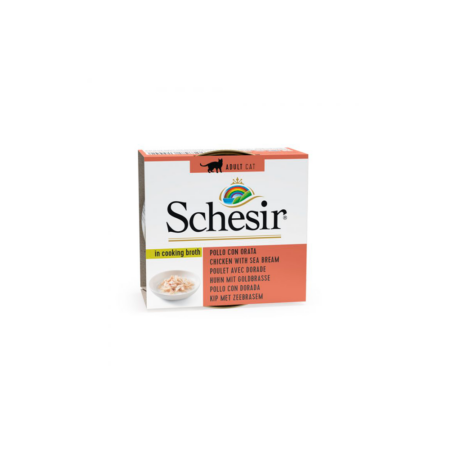 Schesir Lata Filetes de pollo con dorada 70g