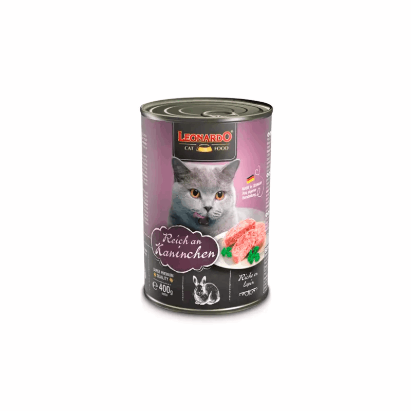 Lata Leonardo Feline Rico en Conejo 400g