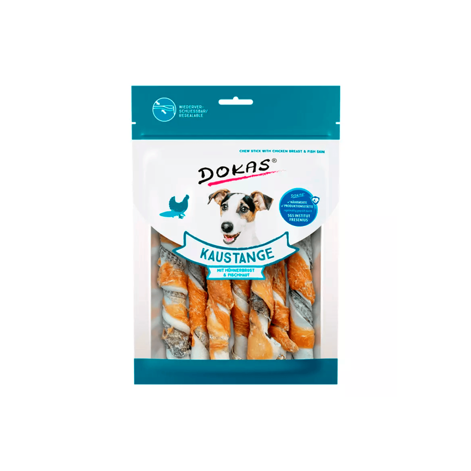 Dokas Rollo de Pechuga de Pollo con Piel de Pescado liofilizado para Perros 170g