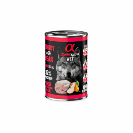 Lata alpha spirit grain free pavo con pera 400Gr