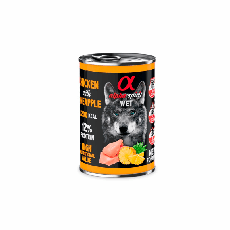 Lata alpha spirit grain free pollo y piña 400Gr
