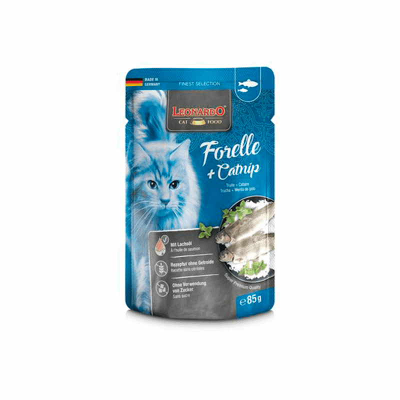 Sobre Leonardo Menu Trucha y Catnip 85g
