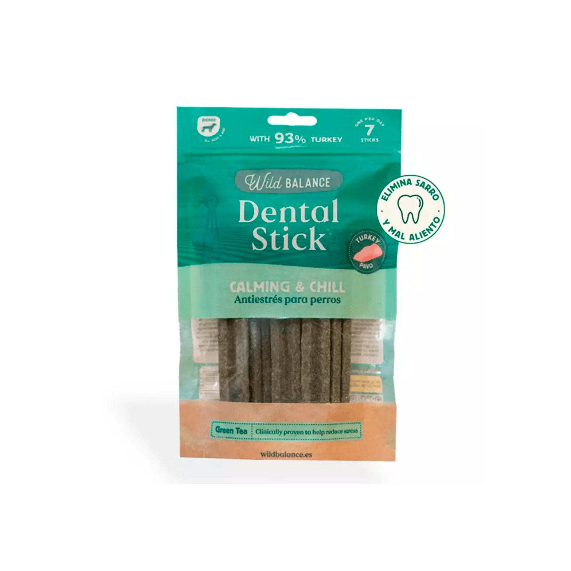 Snacks Wild Balance Sticks Dentales de Pavo, Té Verde y Menta para Perros