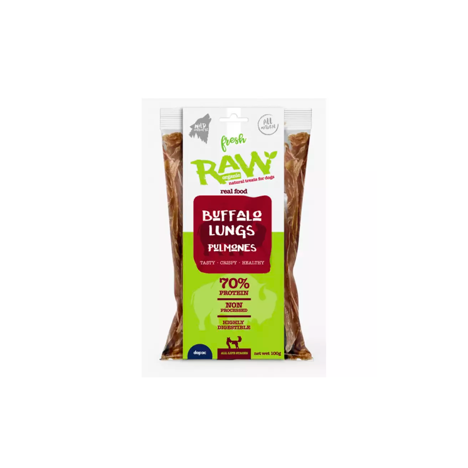 Snack fresh raw pulmón de búfalo deshidratado 100 - 300Gr - Imagen 2