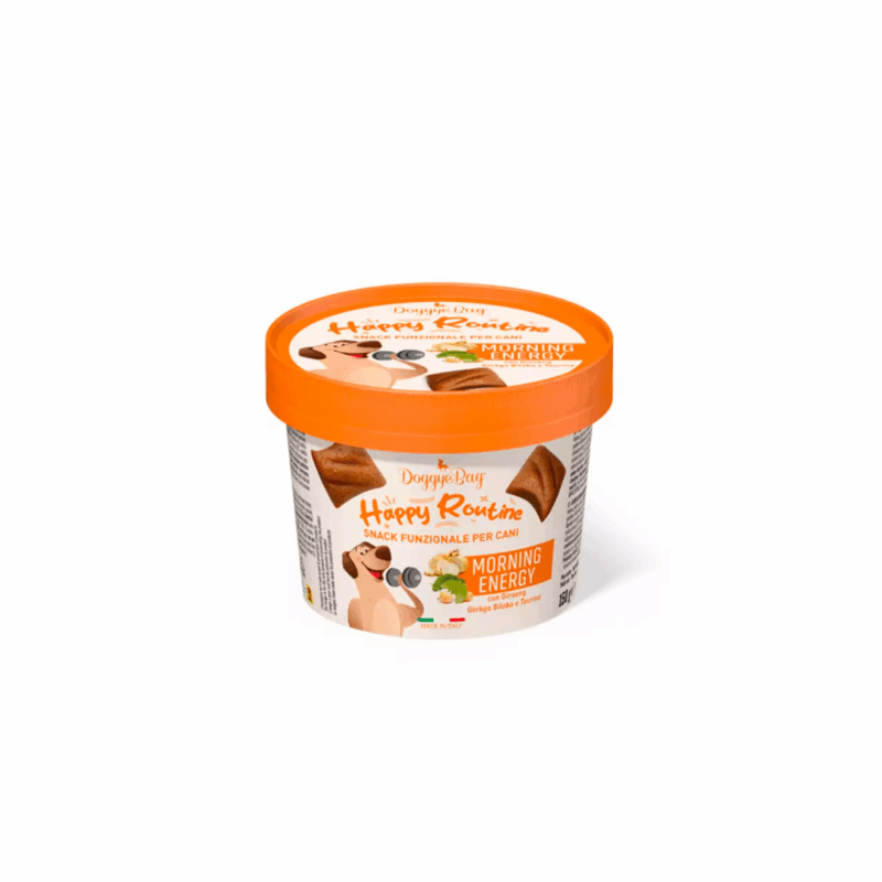 Snacks Happy Routine DoggyeBag con Ginseng, Ginkgo Biloba y Taurina para Perros