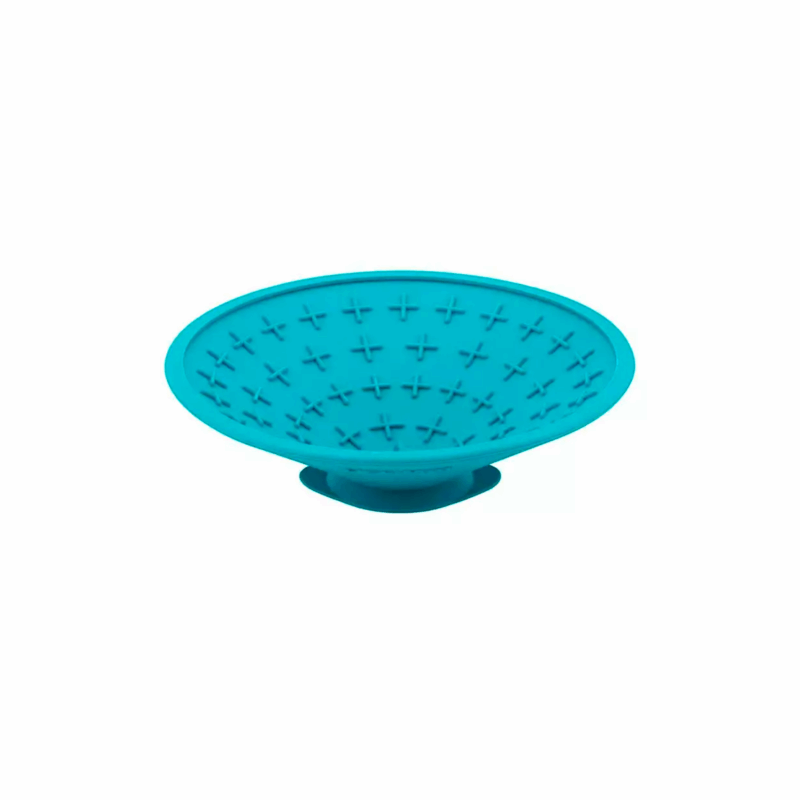 Comedero LickiMat Splash con Ventosa para Perros naranja azul