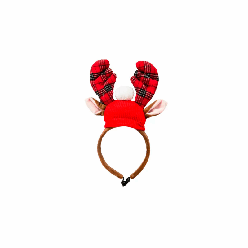 Diadema navideña de reno con gorro para perro