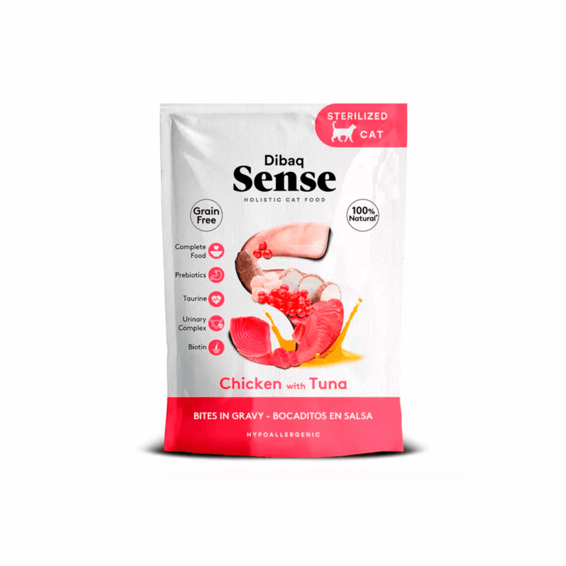Dibaq Sense Grain Free Bocaditos en Salsa Pollo con Atún para Gatos Sobre 100g