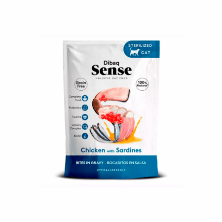 Dibaq Sense Grain Free Bocaditos en Salsa Pollo con Sardinas para Gatos Sobre 100g