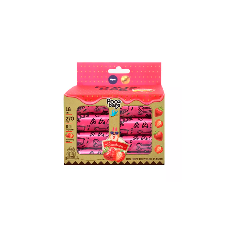 Bolsas Higiénicas Poo Bags Reciclables Aroma Fresa 270 Bolsitas