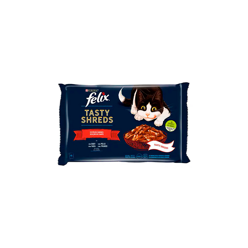 Purina Felix Tasty Shreds Festin de Sabores 4x80g