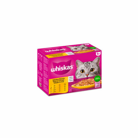 Whiskas 1+ Selección de Aves Gelatina para Gatos Pack 12 Sobres de 85g