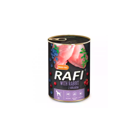 Lata Rafi Húmedo de Conejo y Arándanos para Perros