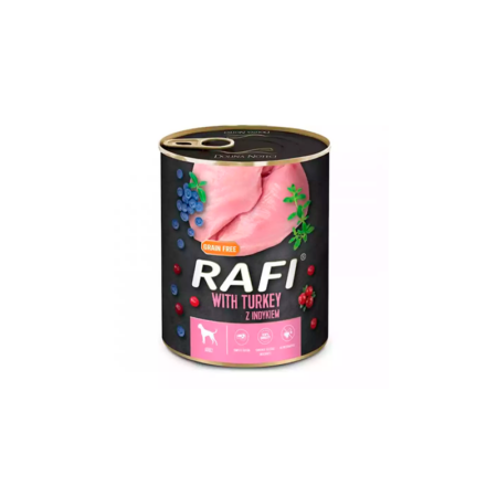Lata Rafi Húmedo de Pavo y Arándanos para Perros