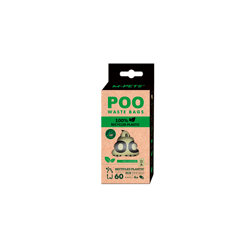 Bolsas Higiénicas POO Reciclado para Perros 60uds menta