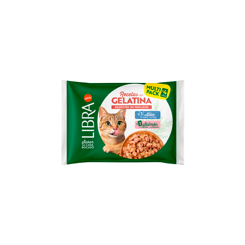 Libra pack sobres de atún y salmón en gelatina para gatos