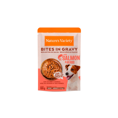 Nature's Variety Bocaditos en Salsa con Salmón y Hierbas para Perros Mini