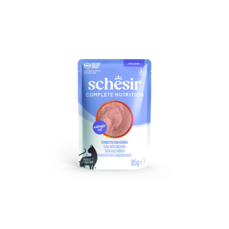 SCHESIR SOBRES 85 gr ATÚN CON MERO EN MOUSSE NUTRICIÓN COMPLETA