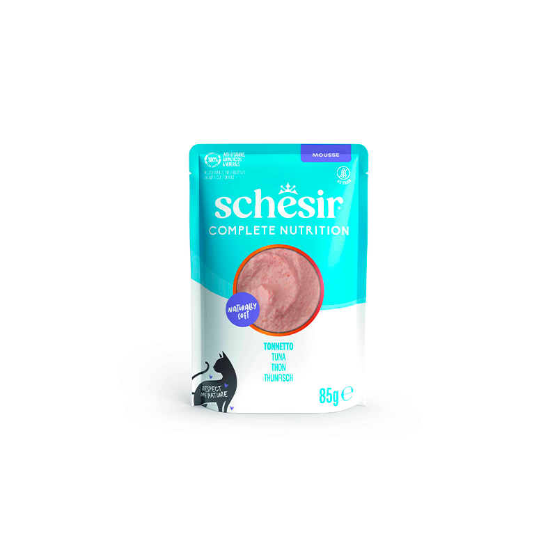 SCHESIR SOBRES 85 gr ATÚN EN MOUSSE NUTRICIÓN COMPLETA