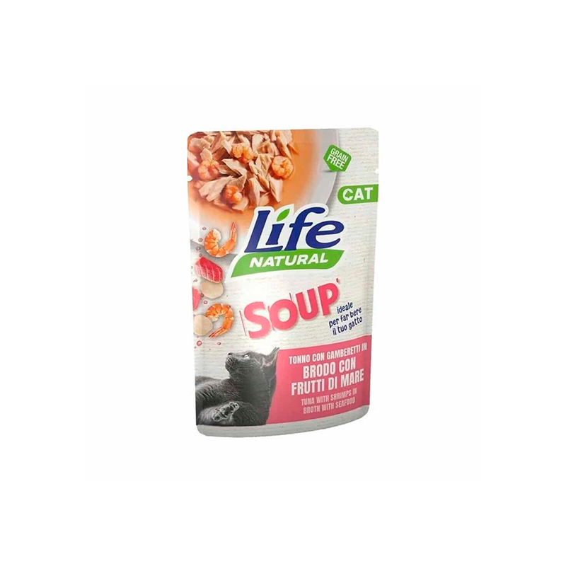SOPA LIFE CAT ATÚN CON GAMBAS Y MARISCO 60 gr