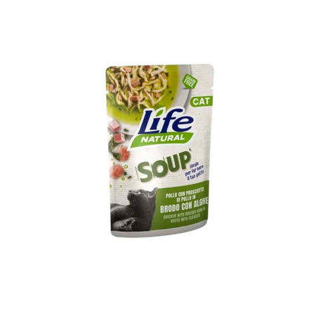 SOPA LIFE CAT CON POLLO CON JAMÓN Y ALGAS 60 gr