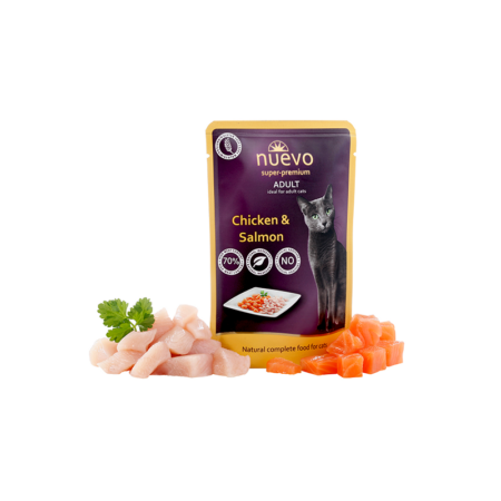 Sobre Gato ADULTO Pollo y Salmón, NUEVO, 85 g