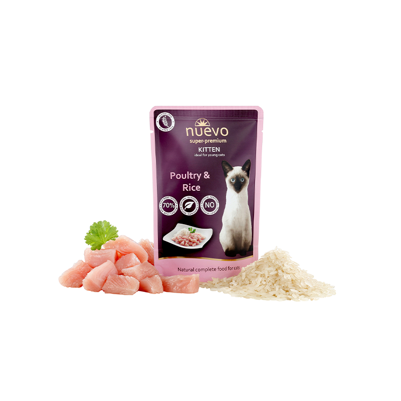 Sobre Gato JUNIOR Ave y Arroz, NUEVO, 85 g