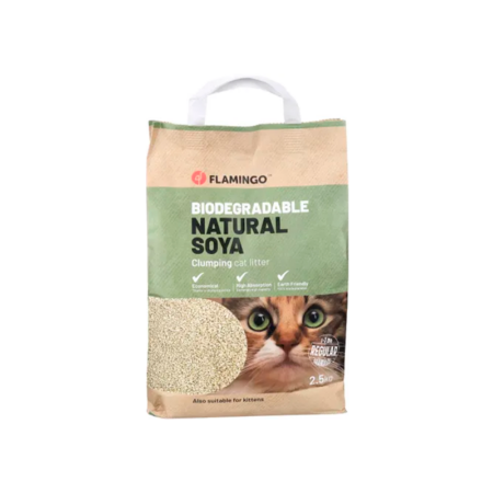 Arena higiénica para gatos Soja Gránulos de tamaño medio Aglutinante 2.5 KG